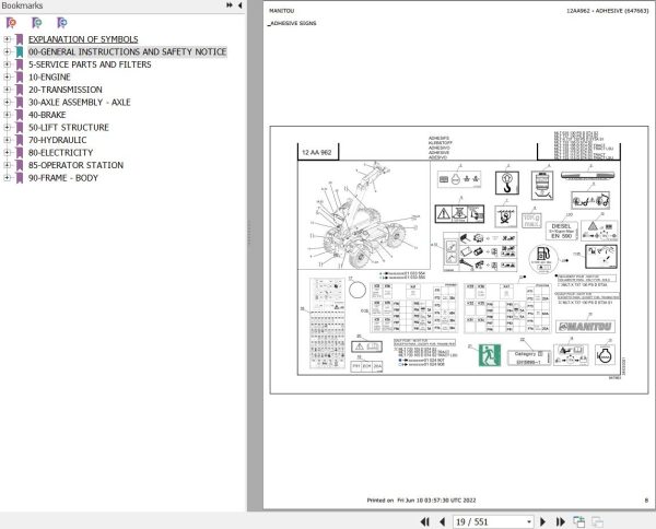 Manitou Telehandler MLT 737 130 PS D ST4 S2 Parts Catalog 647663