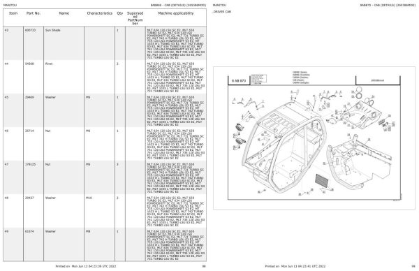 Manitou Telehandler MLT 741 120 LSU POWERSHIFT S3 E2 Parts Catalog 547971 1