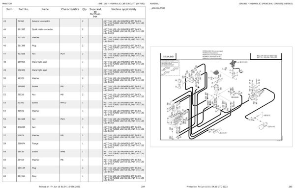Manitou Telehandler MLT 741 120 LSU POWERSHIFT S6 E3 Parts Catalog 647082 1
