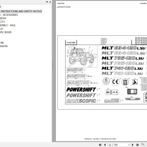 Manitou Telehandler MLT 741 120 LSU S4 E3 Parts Catalog 547977