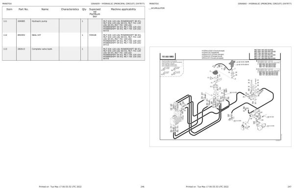Manitou Telehandler MLT 741 120 LSU S4 E3 Parts Catalog 547977 1