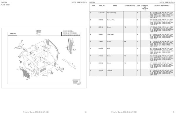 Manitou Telehandler MLT 741 120 POWERSHIFT ST3B Parts Catalog 647444 1