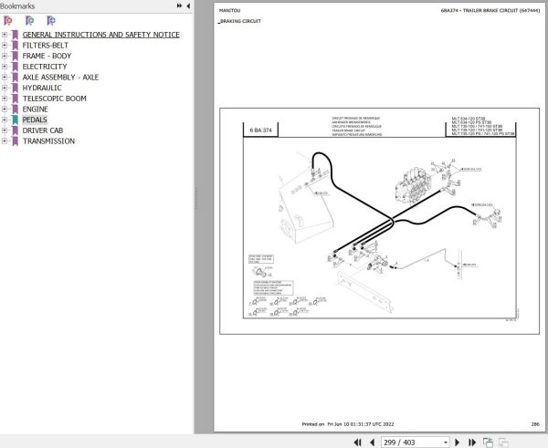 Manitou Telehandler MLT 741 120 ST3B Parts Catalog 647444