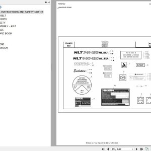 Manitou Telehandler MLT 741 H LSU TUV E3 Parts Catalog 648450