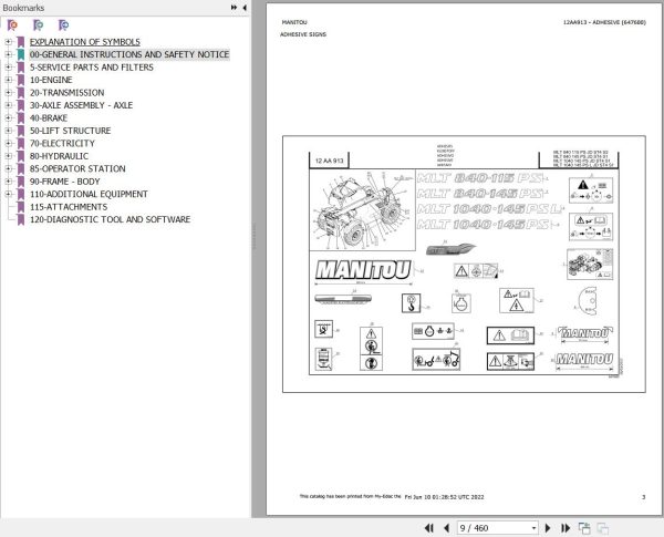 Manitou Telehandler MLT 840 115 PS JD ST4 S2 Parts Catalog 647600