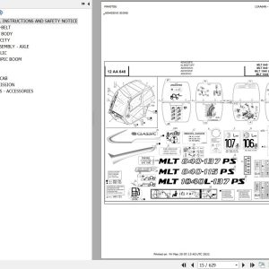 Manitou Telehandler MLT 840 137 ST3B Parts Catalog 647269