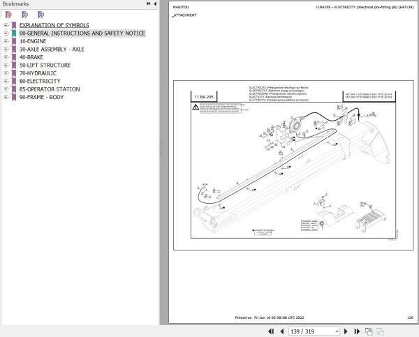 Manitou Telehandler MLT 840 Series MLT 1040 Series Parts Catalog 647139