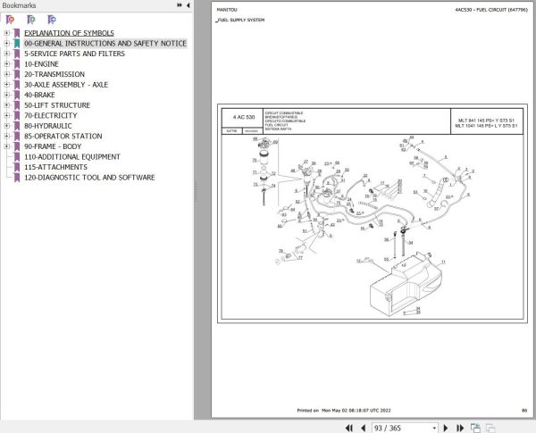 Manitou Telehandler MLT 841 145 PS Y ST5 S1 Parts Catalog 647796