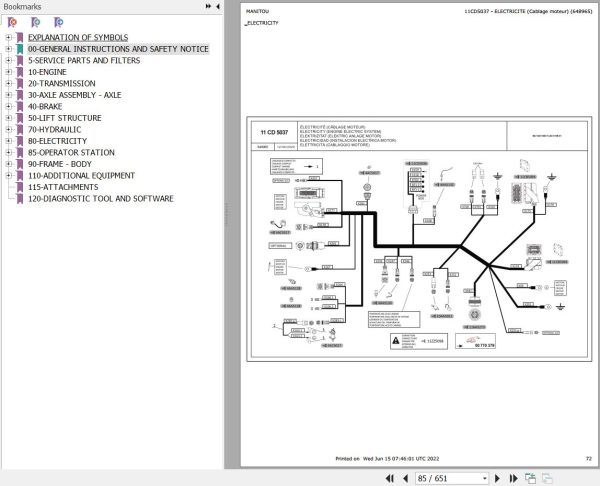 Manitou Telehandler MLT 845 100D H LSU ST3B S1 Parts Catalog 648965