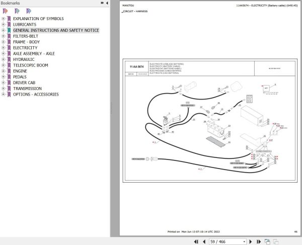 Manitou Telehandler MLT 845 100D H ST4 S1 Parts Catalog 649145