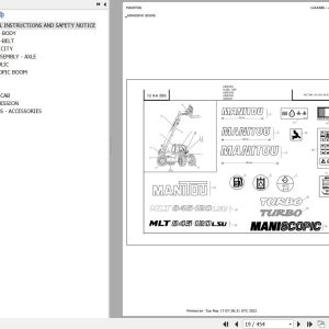 Manitou Telehandler MLT 845 120 LSU S4 E3 Parts Catalog 647088