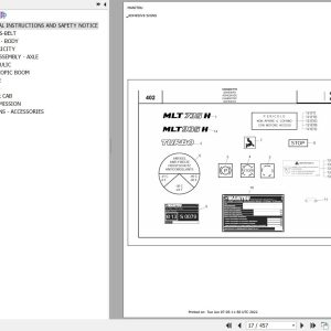 Manitou Telehandler MLT 935 H E2 Parts Catalog 648354
