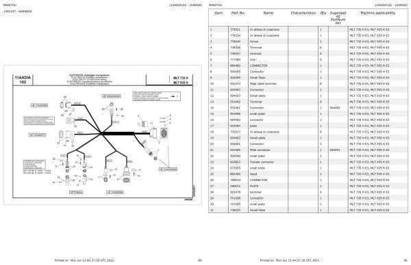 Manitou Telehandler MLT 935 H E3 Parts Catalog 648560 1