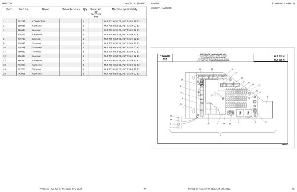Manitou Telehandler MLT 935 H S2 E3 Parts Catalog 648617 1