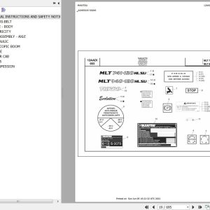 Manitou Telehandler MLT 940 H LSU E3 Parts Catalog 648450