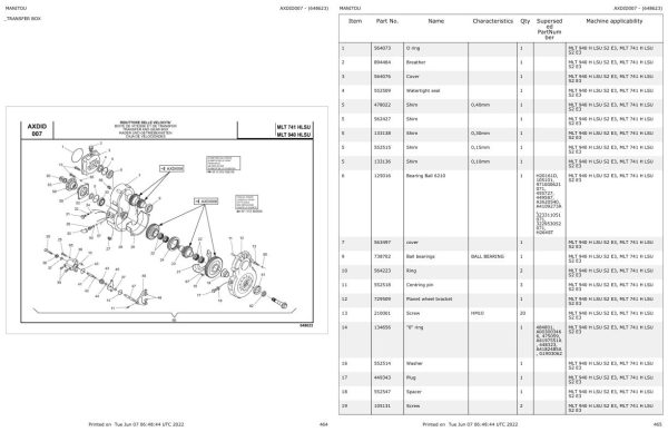 Manitou Telehandler MLT 940 H LSU S2 E3 Parts Catalog 648623 1
