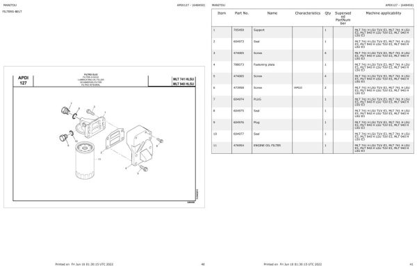 Manitou Telehandler MLT 940 H LSU TUV E3 Parts Catalog 648450 1