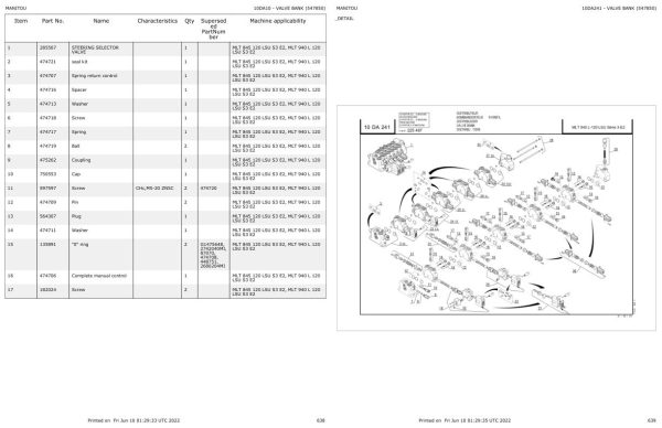 Manitou Telehandler MLT 940 L 120 LSU S3 E2 Parts Catalog 547850 1