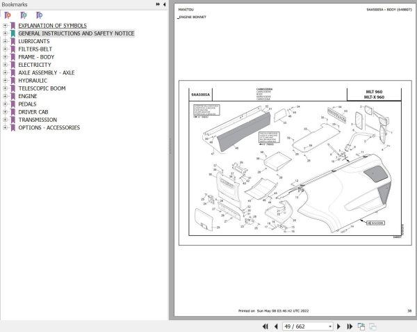 Manitou Telehandler MLT 960 H 140 ST3B Parts Catalog 648807