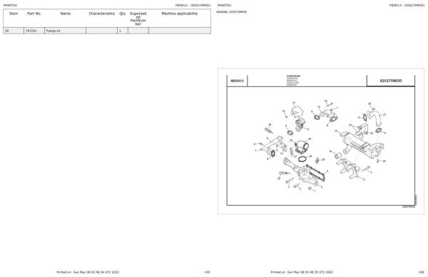 Manitou Telehandler MLT 960 H 140 ST3B Parts Catalog 648807 1