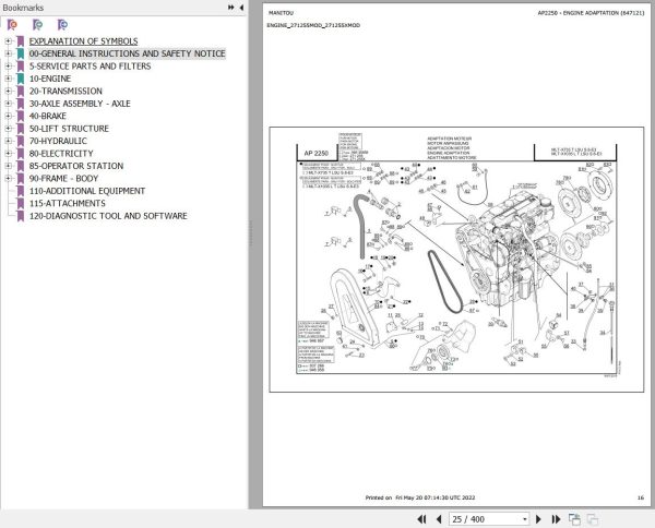 Manitou Telehandler MLT X 1035 100 LT LSU S6 E3 Parts Catalog 647121