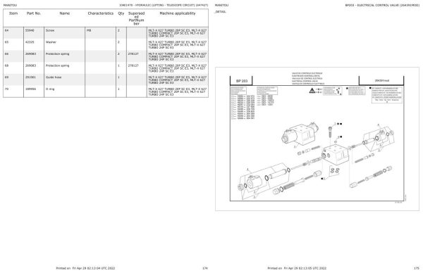 Manitou Telehandler MLT X 627 TURBO COMPACT 20P SC E3 Parts Catalog 647427 1