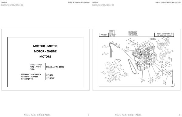 Manitou Telehandler MLT X 732 95P ST3A S1 Parts Catalog 647531 1
