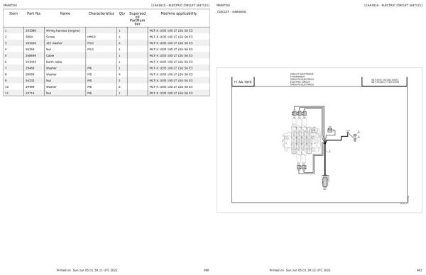 Manitou Telehandler MLT X 735 120 LSU PS S6 E3 Parts Catalog 647121 1
