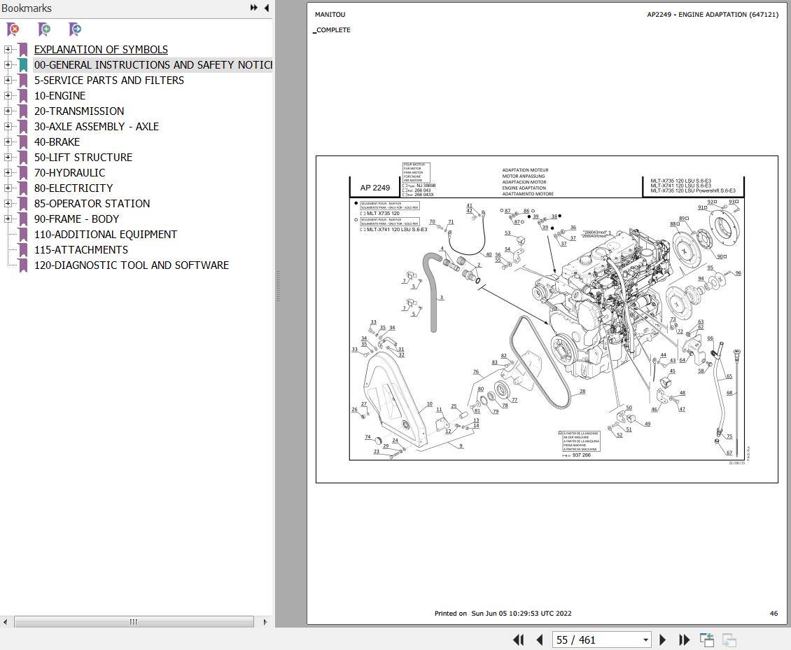 Manitou Telehandler MLT X 735 TURBO LSU S6 E3 Parts Catalog 647121