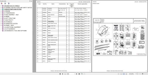 Manitou Telehandler MLT X 841 145 PS Y ST3A S1 Parts Catalog 647797