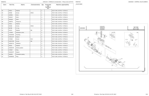 Manitou Telehandler MLT X 841 145 PS Y ST3A S1 Parts Catalog 647797 1