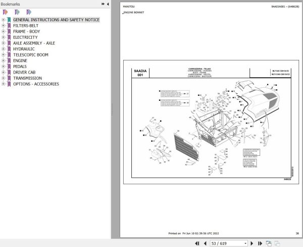 Manitou Telehandler MLT X 845 120 H S4 E3 Parts Catalog 648628
