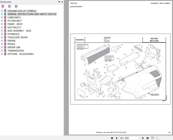 Manitou Telehandler MLT X 960 H 140 ST3A Parts Catalog 648807