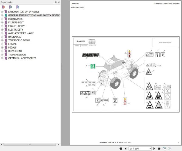 Manitou Telehandler MLT X 961 145 V PLUS L JD ST3A S1 AF Parts Catalog 649082