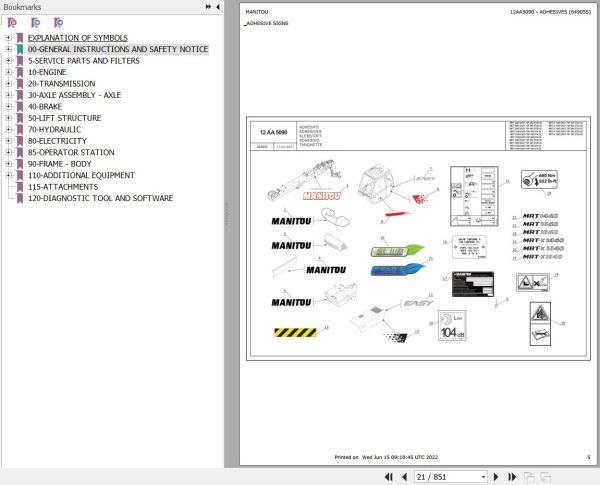 Manitou Telehandler MRT 1440 EASY 55P 400 ST4 S2 Parts Catalog 649055