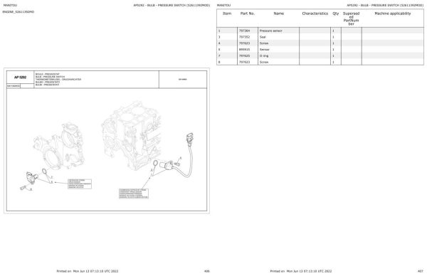 Manitou Telehandler MRT 1440 EASY 75P 400 ST4 S1 Parts Catalog 649115 1