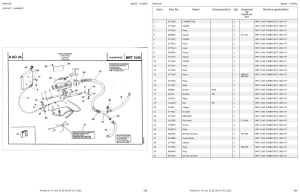 Manitou Telehandler MRT 1540 TURBO MOT 1004 4T Parts Catalog 47990 1