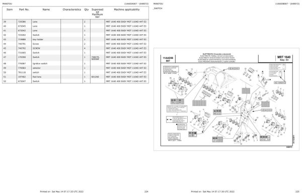 Manitou Telehandler MRT 1640 400 EASY MOT 1104D 44T E3 Parts Catalog 648572 1