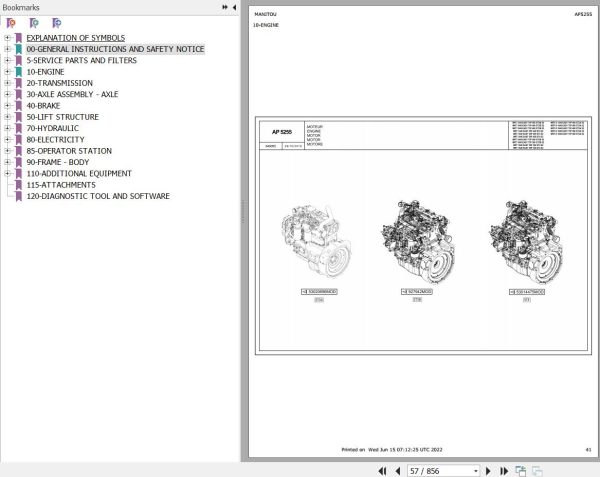 Manitou Telehandler MRT 1640 EASY 75P 400 ST3B S2 Parts Catalog 649055