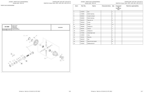 Manitou Telehandler MRT 1645 400 115D ST5 S1 Parts Catalog 649294 1