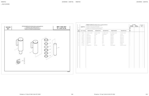 Manitou Telehandler MRT 1840 360 EASY ST3B Parts Catalog 648778 1