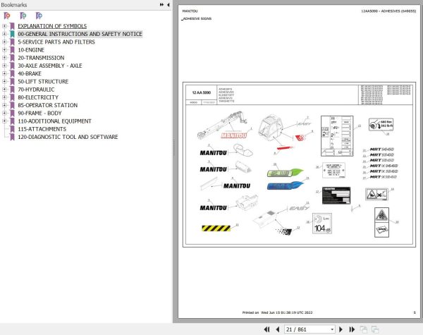 Manitou Telehandler MRT 1840 EASY 55P 360 ST4 S2 Parts Catalog 649055