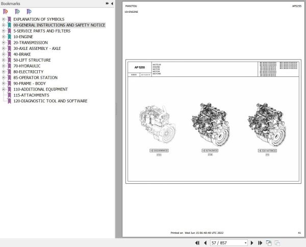 Manitou Telehandler MRT 1840 EASY 75P 400 ST3B S2 Parts Catalog 649055