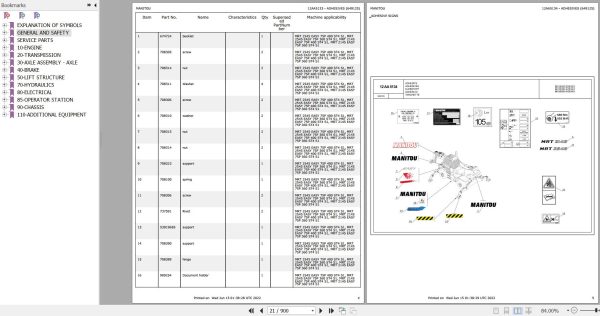 Manitou Telehandler MRT 1850 TURBO PRIVILEGE E3 Parts Catalog 648399