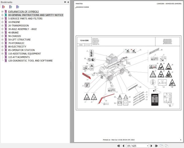 Manitou Telehandler MRT 2145 400 115D ST5 S1 Parts Catalog 649295
