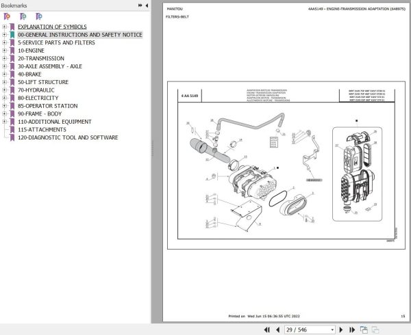 Manitou Telehandler MRT 2145 75P 400 EASY ST3B S1 Parts Catalog 648975