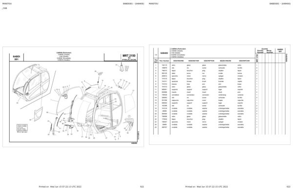 Manitou Telehandler MRT 2150 TURBO PRIVILEGE E3 Parts Catalog 648400 1