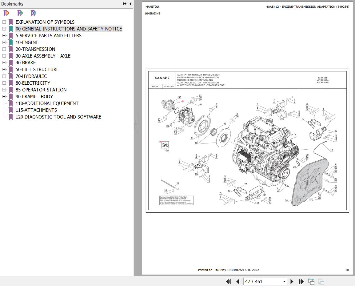 Manitou Telehandler MRT 2260 360 160Y ST5 S1 Parts Catalog 649284