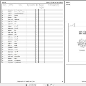Manitou Telehandler MRT 2470 PRIVILEGE PLUS ST4 S1 Parts Catalog 649025