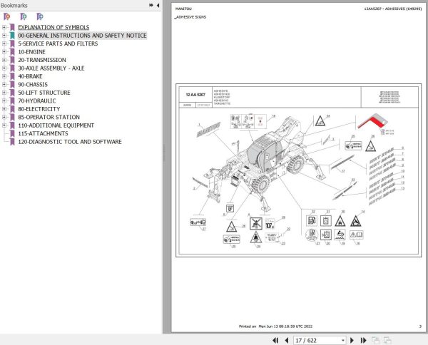 Manitou Telehandler MRT 2545 400 115D ST5 S1 Parts Catalog 649295